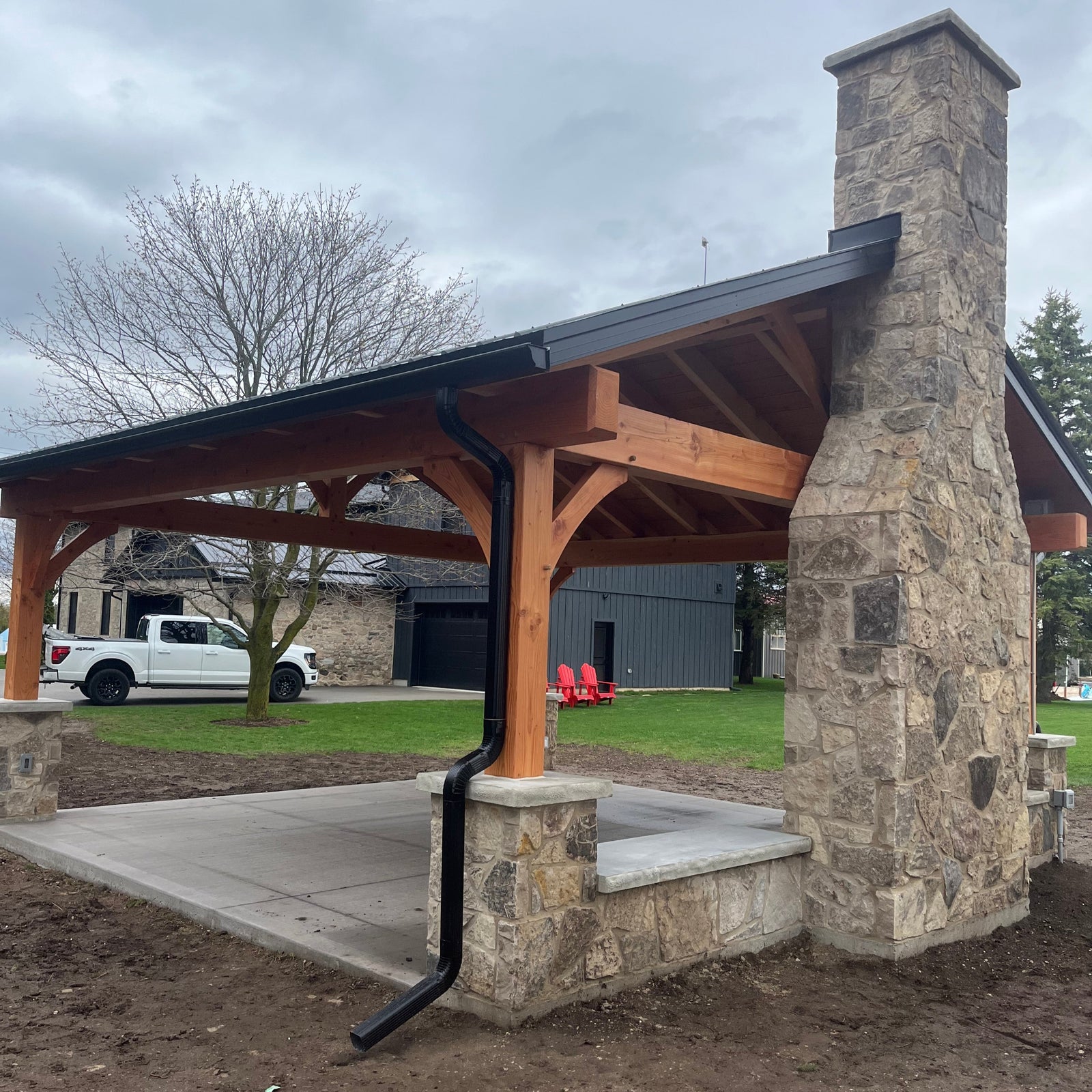 Custom Rumford Fireplace with Natural Stone & Custom Capping