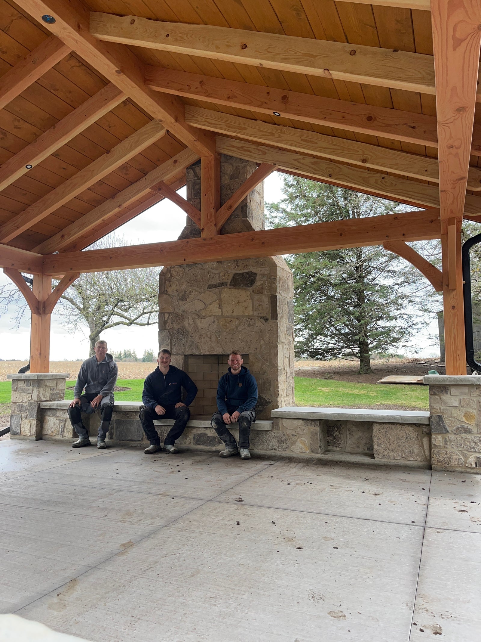 Custom Rumford Fireplace with Natural Stone & Custom Capping
