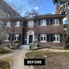 Brick house with a garden area, labeled 'Before', against a blue sky.